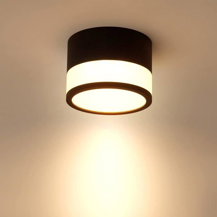 Plafonnier LED Spot 12W 3000K Rond Chaud Plafonnier Salon Aluminium Ø10cm 230V Luminaire Spots pour Couloir Chambre Salle à Manger