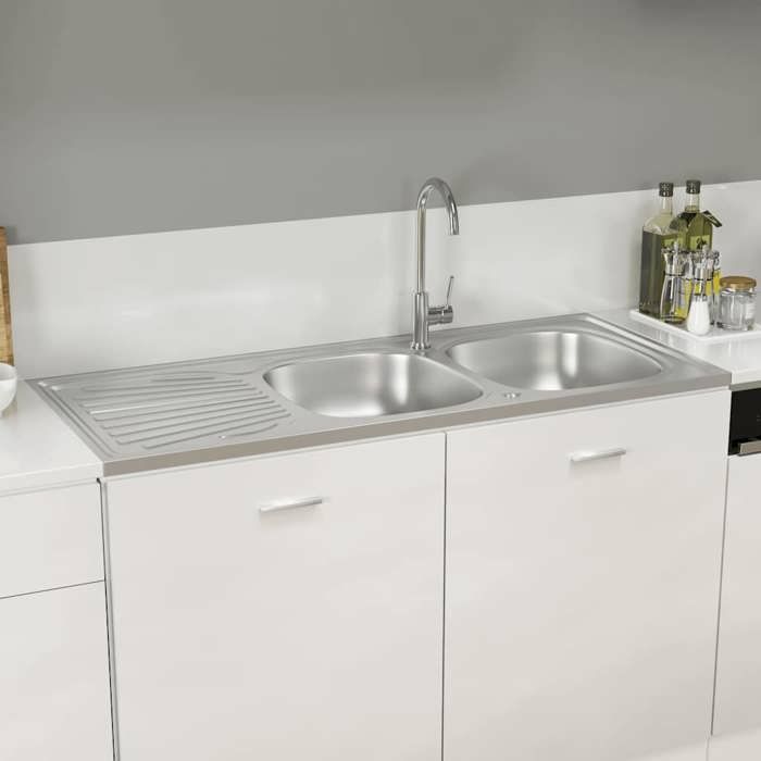 Bon plan Évier de cuisine - JILI HOT - Lavabo Installation de Cuisine à double évier argenté 1200x600x155 mm inox Thome6914344