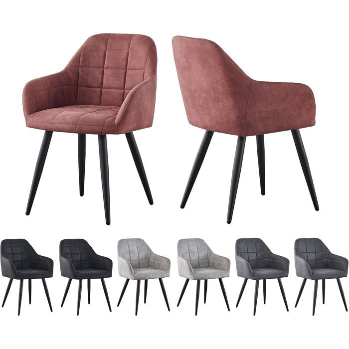 mcc direct Adrian Lot de 2 chaises de Salle à Manger en Daim synthétique avec Pieds en métal Rose Vieilli