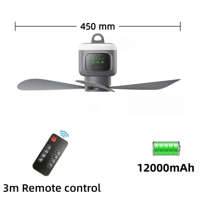 Nouveau USB Rechargeable grand ventilateur de plafond à vent lames amovibles lampe de nuit éclairage 12000 mAh capacité ventilateur