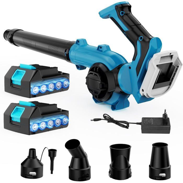 Souffleur Batterie 21V, Souffleur Feuille Avec Batterie 3,0 Ah, 120CFM/100MPH,5 Vitesses