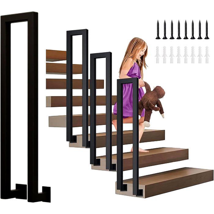 Lot de 2 paniers d'escalier en forme de L avec poignées et support interne - Panier de rangement pliable en feutre pour le bureau, la décoration d' intérieur, les articles ménagers (gris clair