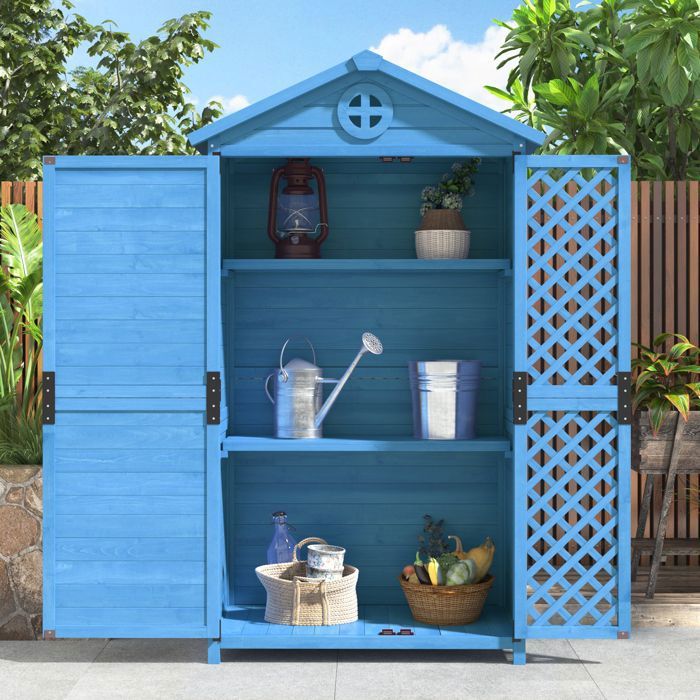 Abri De Jardin En Bois Sapin 102x52x112 Cm - Remise De Stockage Extérieur Couleur Anthracite