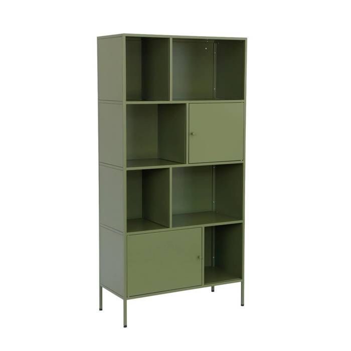 Buffet. meuble de rangement industriel métal vert 8 compartiments. L 80 x P 35 x H 160.5cm - Oklahoma