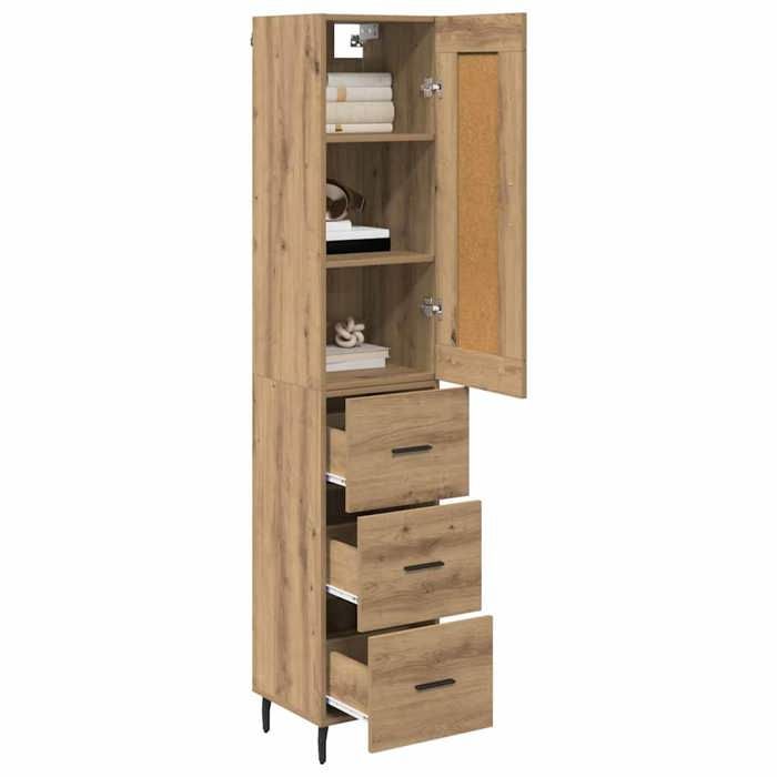 Buffet haut en bois - vidaXL - Chêne artisanal - 345x34x180 cm - Avec tiroir - 1 porte à charnières - Bois dingénierie