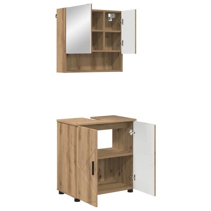 Ensemble de meubles de salle de bain moderne - vidaXL - Chêne artisanal - Bois dingénierie - 61x35x64 cm
