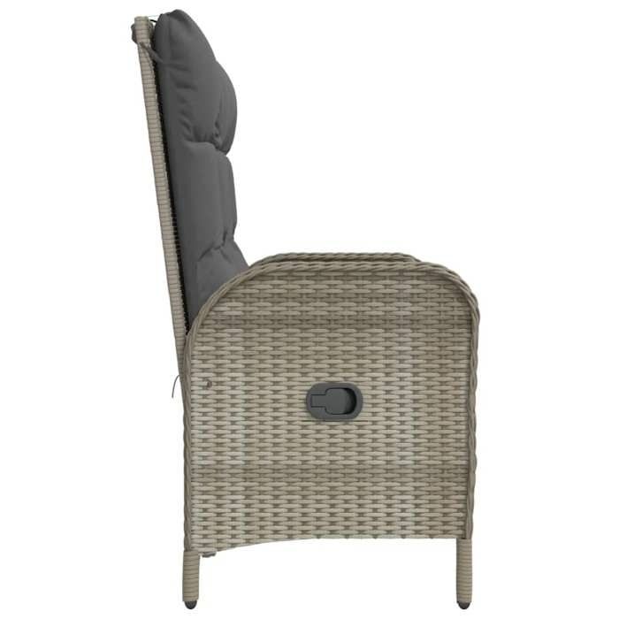 Gris Chaise/Meuble dextérieur SARAZYJ - Banc de jardin - inclinable avec coussins 107cm Poly rotin Gris Hot26908599