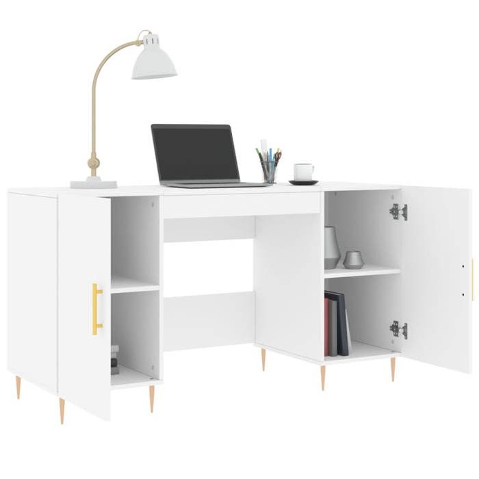 Bureau secrétaire contemporain résistance stabilité （1 pcs） Meuble de Bureau blanc 140x50x75 cm bois dingénierie @483772