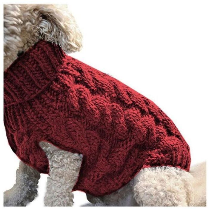 Pull pour chien M hiver chaud rouge