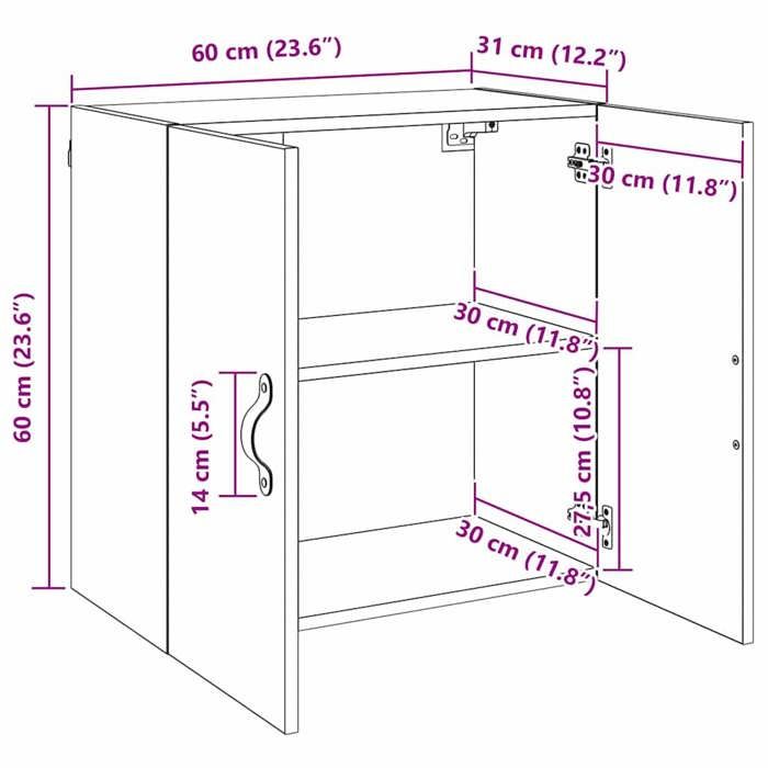 Remise 2026®Noir - Meuble mural - Armoire suspenduRangement haut - chêne Noir - 60x31x60cm - Bois dingénierie 337 5190431