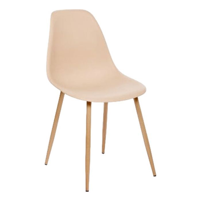 Chaise style scandinave Ava pieds métal imitation chêne Atmosphera - Beige -