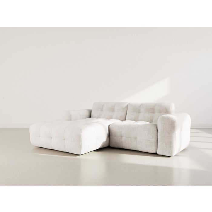 Diane - Canapé dangle gauche 4 places en velours texturé - Beige