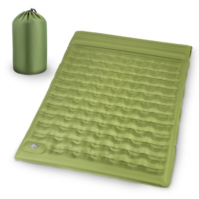 Matelas de Camping 15cm Renforce avec Oreillers et Pompe a Pied Tapis Autogonflant Essentiel pour la Randonnee et Tente