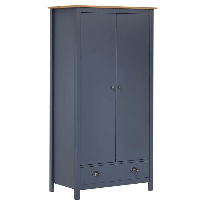 Armoire de rangement Gris - Garde-robe - à 2 portes Hill Gris 89x50x170cm Bois de pin solide A15528