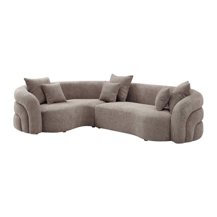 Canapé dangle gauche en tissu bouclette taupe LAPIOTA de Maison Céphy