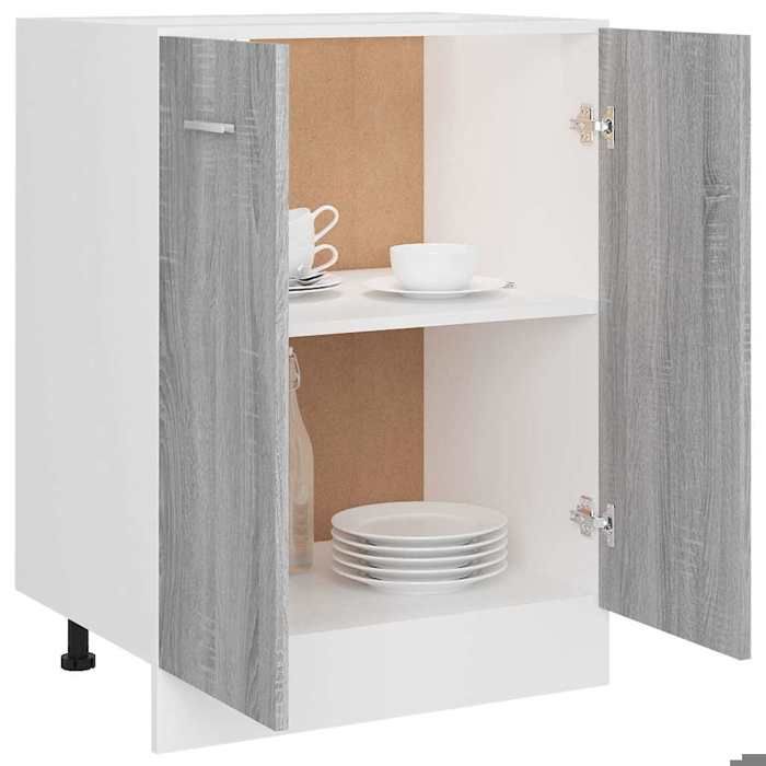 Décoratif - Meuble bas Lyon Vintage Meuble bas de cuisine Gris Sonoma 60x46x81 5cm - bois dingénierie con2127469