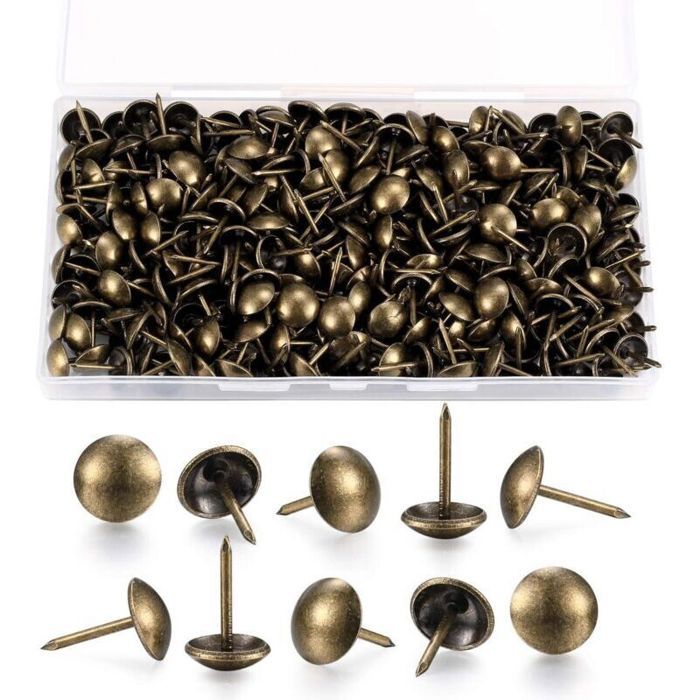 Clous de tapissier décoratifs - PZCC - 200 pièces - Laiton antique - Métal forgé - Bronze rétro