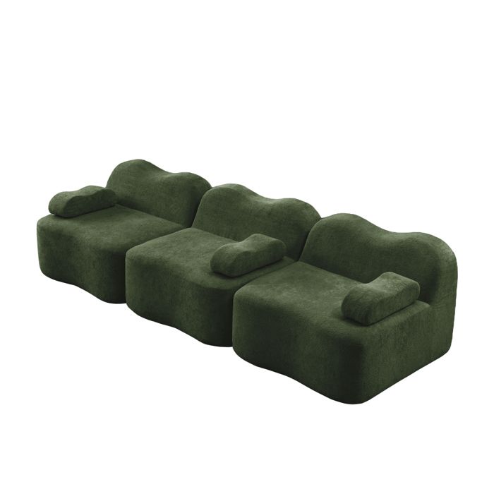 Canapé compressé dangle modulaire -canapé-lit convertible droit 3 places - coussin de siège profond salon vert