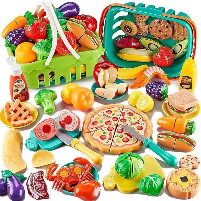 Jouet de Simulation de cuisine, jeu classique en bois, jouet éducatif Montessori pour enfants, cadeau pour enfants, ensemble de coupe de uits et légumes  26