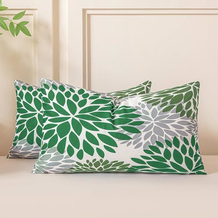 Miuyunya Housses de Coussin Canapé Vert Sauge Floral 30x50 Housse Coussin Velours Décoratif Moderne 50 x 30 cm (Lot de 2) Vert Sauge