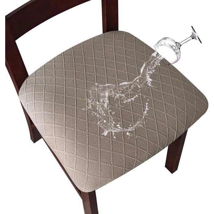 Lot De 4 Housses De Siège Imperméables Pour Chaises De Salle À Manger Chaises De Cuisine (Taupe)[F238]