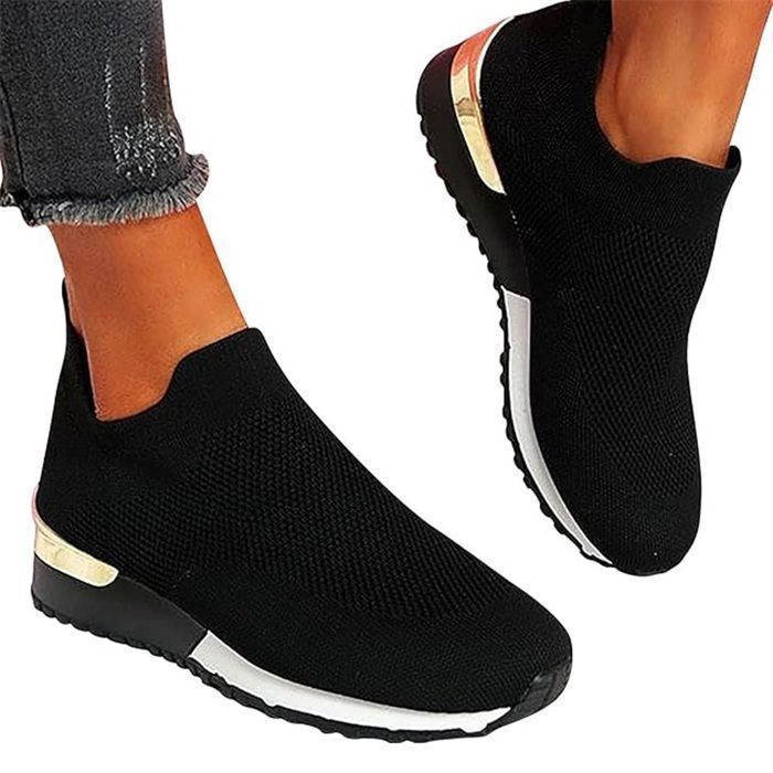 Chaussure De Sport Femme A La Basket Air Running Course Chaussures Jogging Baskets Ete Respirantes Casual Mesh Respirant Noir