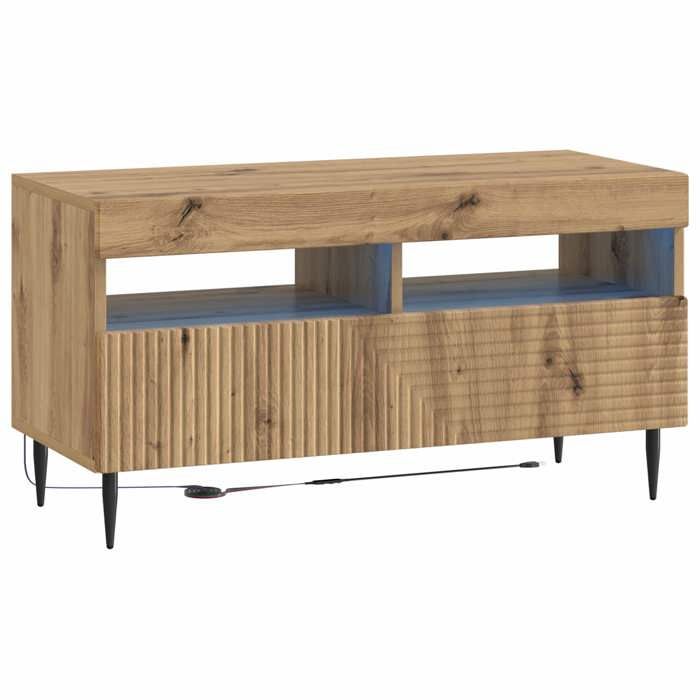Marron Meuble TV LED Chêne artisanal Bois dingénierie(VIDAXL)_27007