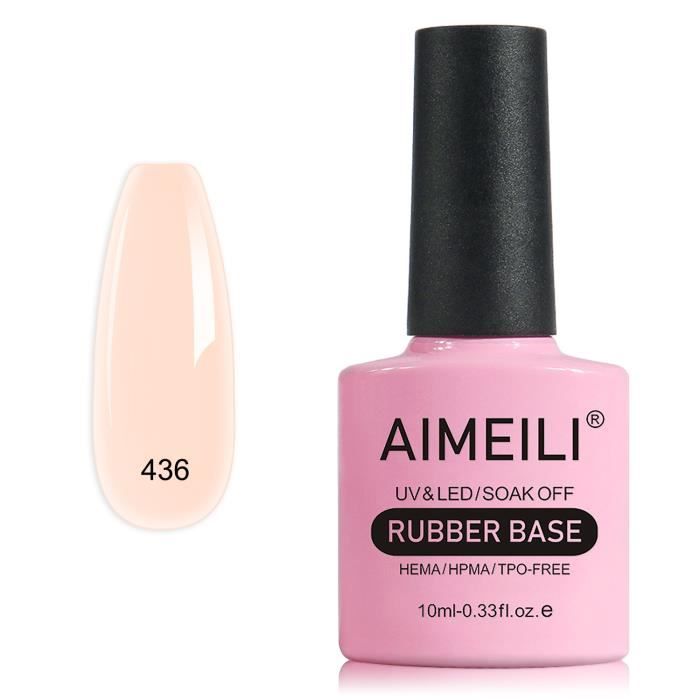 AIMEILI-Vernis Semi Permanent Gel Rubber Base Coat Nude Couleur Gel Polish-UV LED Renforcement et Réparation de Manucure-10ml[436]