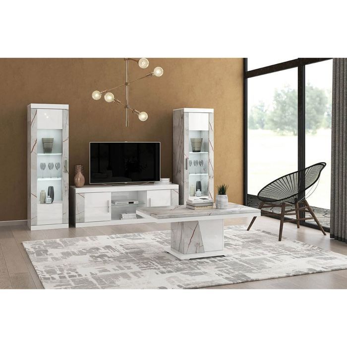 EROS - Ensemble Salon Table Basse + Meuble TV + Vitrines 1 Porte Eclairage Led intégré EROS - Ensemble Salon Table Basse + Meuble TV + Vitrines 1 Porte Eclairage Led intégré