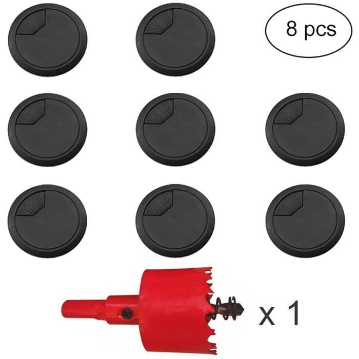 Passe-câbles de bureau, noir, passe-câbles avec 1 scie cloche, cache Passe-câbles de bureau, noir, passe-câbles avec 1 scie cloche, cache