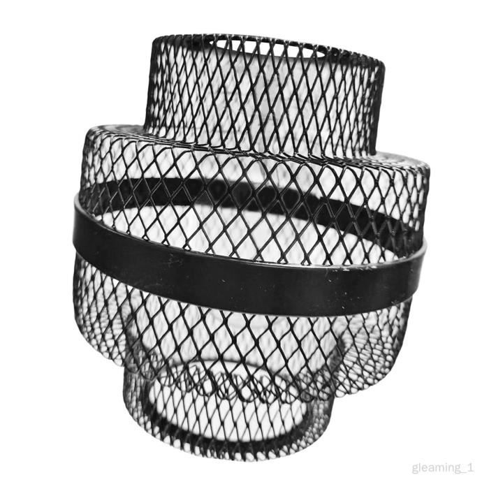 Abat-jour Plafonnier Cage Métal Noir Double Couche - Design Moderne, Dimensions 16.5x16.5x11.5 Cm - Pour Lustre, Décoration Intérieure