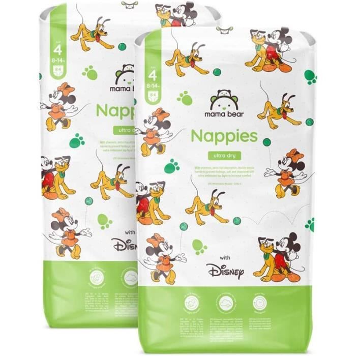 128 Couches Taille 2 Bambou - 3-6kg Hypoallergéniques Et Ultra-absorbantes