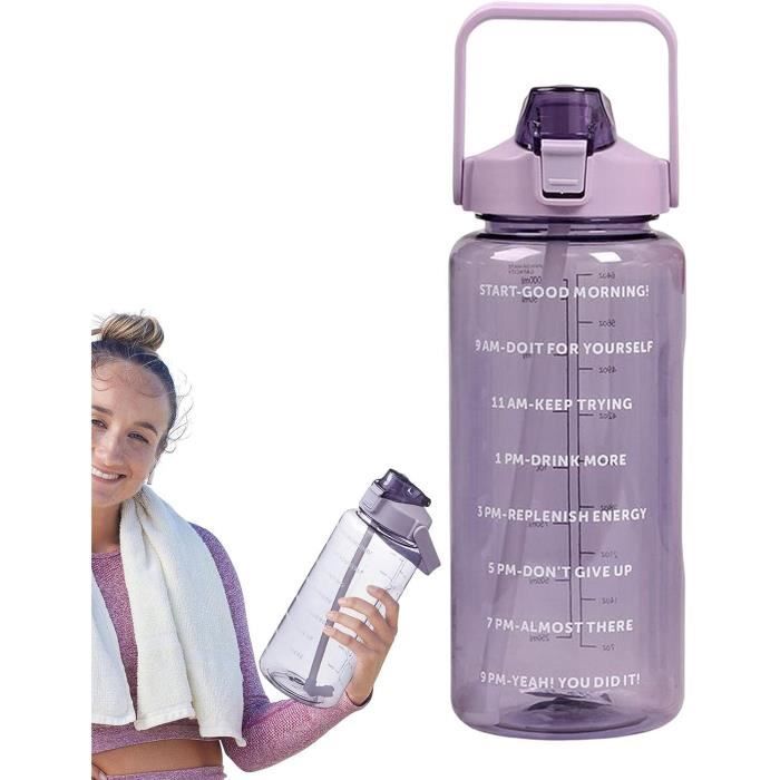 Gourde Sport 2L MXTIMWAN - Avec Marqueur De Temps Et Paille - Sans BPA, Anti-fuite - Idéale Gym, Voyage