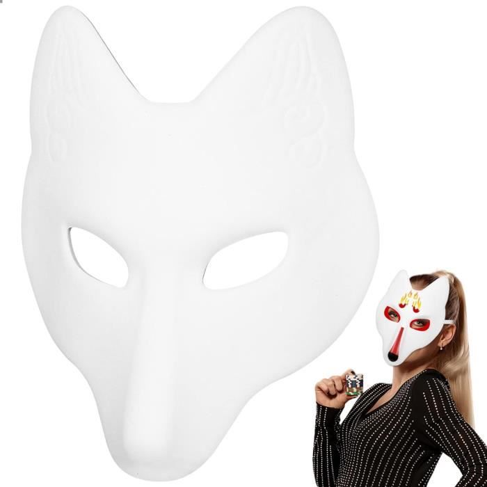 WHXWUDII Lot de 8 masques Therian en papier blanc avec visage de chat et renard - Pour cosplay, bal masqué, carnaval, Halloween WHXWUDII Lot de 8 masques Therian en papier blanc avec visage de chat et renard - Pour cosplay, bal masqué, carnaval, Halloween