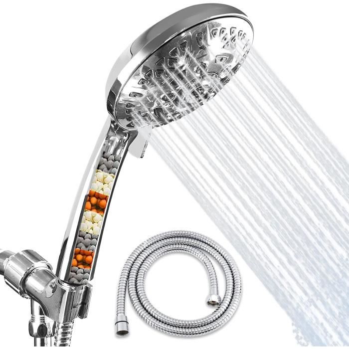 ButterFox Pommeau de douche avec filtre haute pression avec tuyau, 4 types de jets, économie d'eau avec filtration en 20 couches, pommeau de douche économiseur d'eau avec fonction anti-calcaire pour ButterFox Pommeau de douche avec filtre haute pression avec tuyau, 4 types de jets, économie d'eau avec filtration en 20 couches, pommeau de douche économiseur d'eau avec fonction anti-calcaire pour