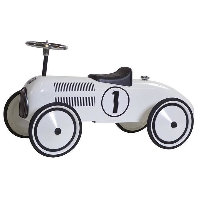 Porteur retro bebe racer Voiture de course vintage en metal blanc Robuste stable Des 24 mois Set Jouet 1er age et carte Cdiscount Jeux Jouets