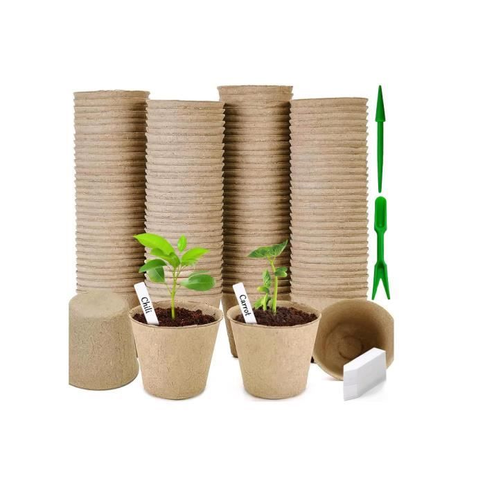 XIZAO 50 Pots De Culture Biodégradables En Fibre De Tourbe – 8 Cm Godets Écologiques Pour Semis