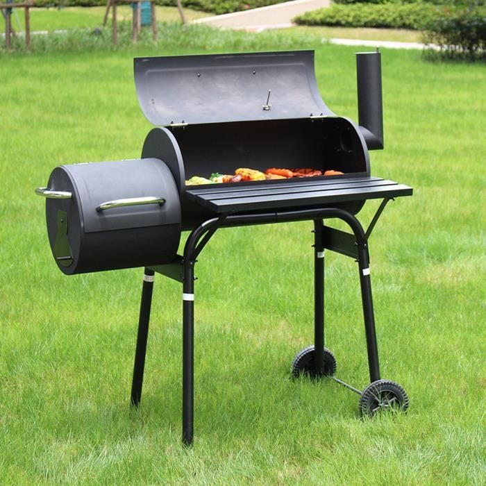 Fumoir Barbecue 3 En 1 Multifonction Avec Couvercle Et Thermomètre - Charbon De Bois, Jardin Rond 40 Cm, 3 Étages