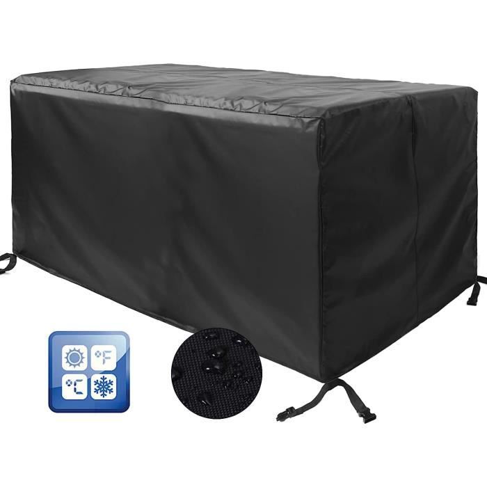 Housse Salon De Jardin Exterieur Imperméable Tissu Oxford 420D Coupe Vent Anti Uv Housse De Protection Table De Jardin Rectangulaire 152x104x74cm Noir 88765628