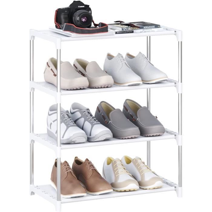 Étagère à Chaussures 4 Niveaux Rose - 45x26x55cm - Rangement Entrée/Placard