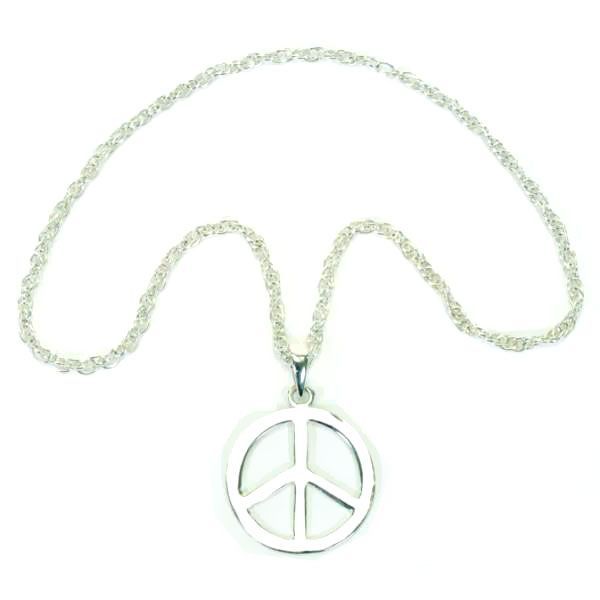Collier Hippie DEGUISE TOI - Pendentif Paix, Cordon Noir, Taille Unique Adulte