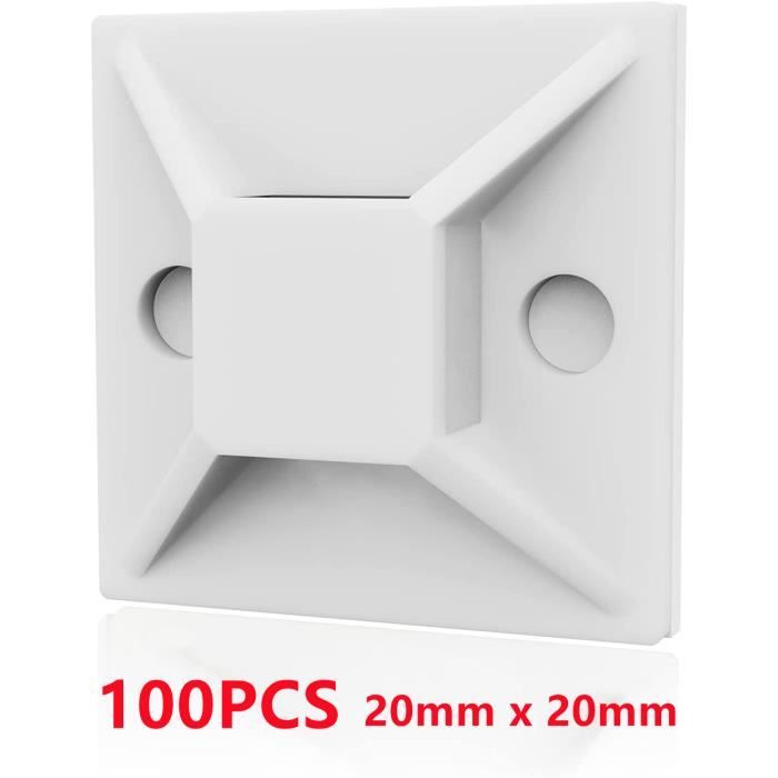 Embases Adhesive,pour Attache de Cable 100 Pcs (20mm x 20mm) Serre