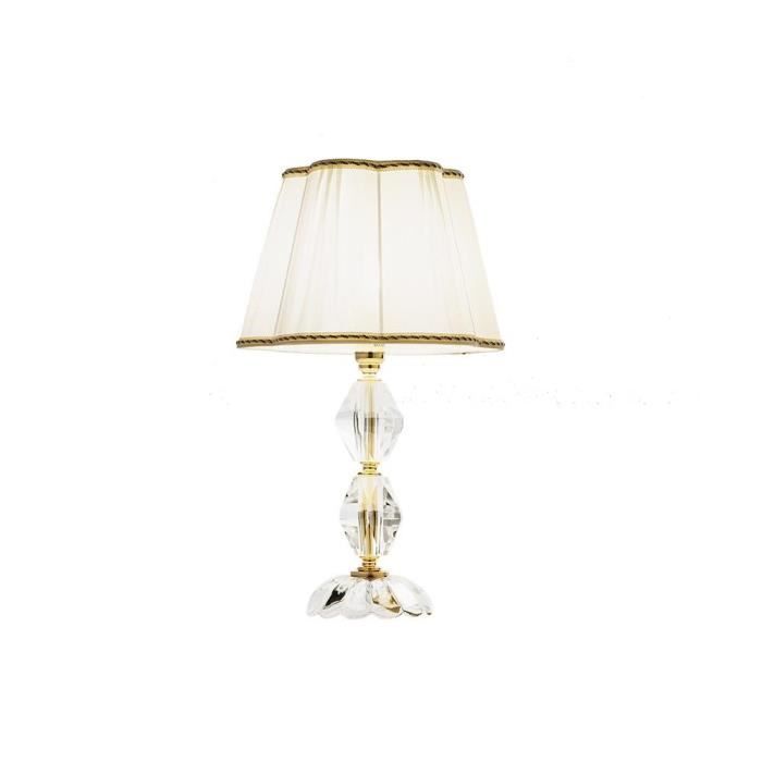 Lampe de table - BRIGIDA - petit Transparent/Or - base en cristal - losange