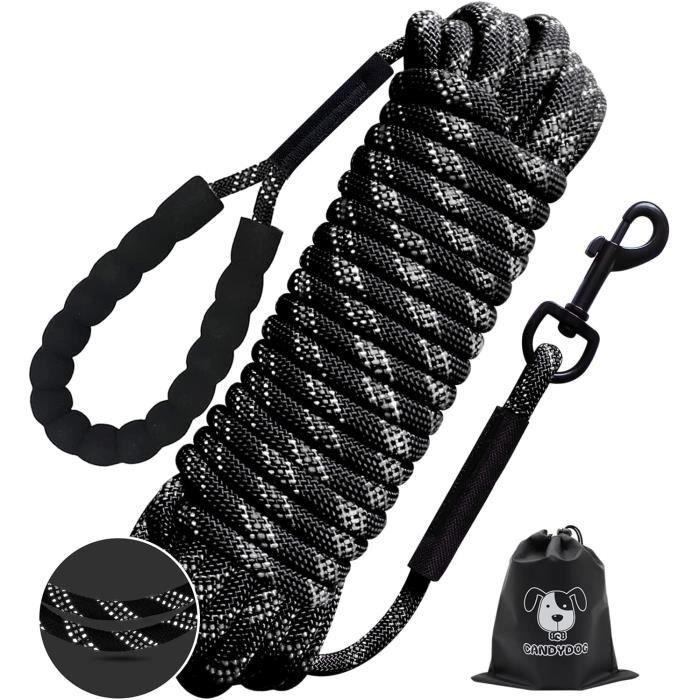 Laisse Chien 5m avec Souples Poignée Rembourrée et Antidérapant Corde, Longe avec Fils réfléchissants pour Chiens Petites à Grandes
