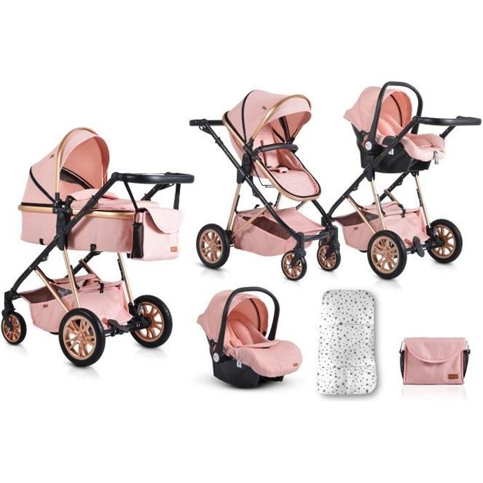 Poussette combinée MIDAS - Groupe 0m+ - De 0 à 15Kg - Rose - Cdiscount  Puériculture & Eveil bébé