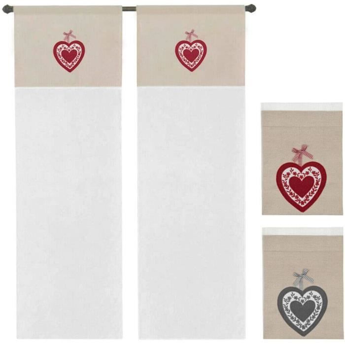 tissu lin blanc 60 x 150 cm emmevi Lot de 2 rideaux pour fenêtre de porte intérieure