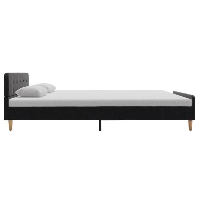 Chic - Lit adulte Scandinave Cadre de lit - Lit Double Lit Grand Gris foncé Jute 160 x 200 cm @733085