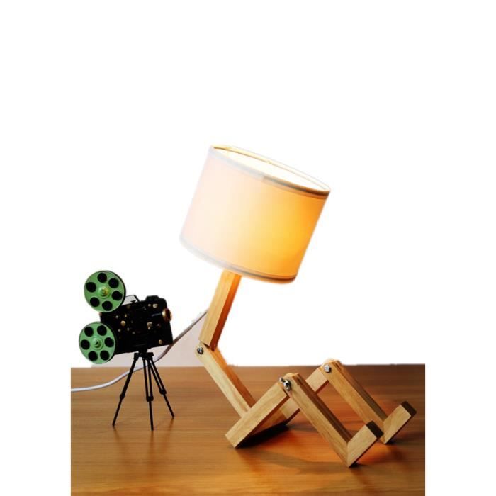 Lampe de Bureau - Créative - 220V - Réglable - Tissu - Bois - Design Contemporain