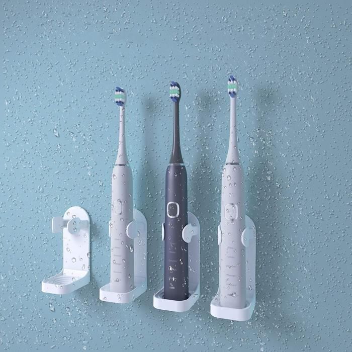 HOMMAND Porte Brosse à Dents Electrique Lot de 2, Support Brosse a Dent Electrique, Support Mural Brosse a Dent Electrique Adhésif Solide Réglable Organisateur Brosse a Dent de Salle de Bains, blanc