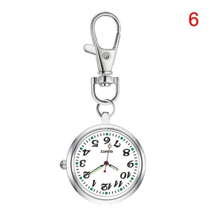 Montre Gousset Infirmière Quartz Phosphorescente - Clip Acier Inoxydable Avec Date Réglable